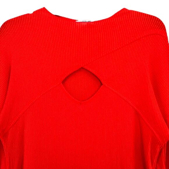 LNA Revolve Cori Knit Top Women 1X Cherry Red Ribbed Sweater Cutout Soft Fitted - Picture 4 of 15